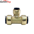 GutenTop High Quality Quick Connector Lead Free Brass Push Fit Equal Tee bite type brass fittings